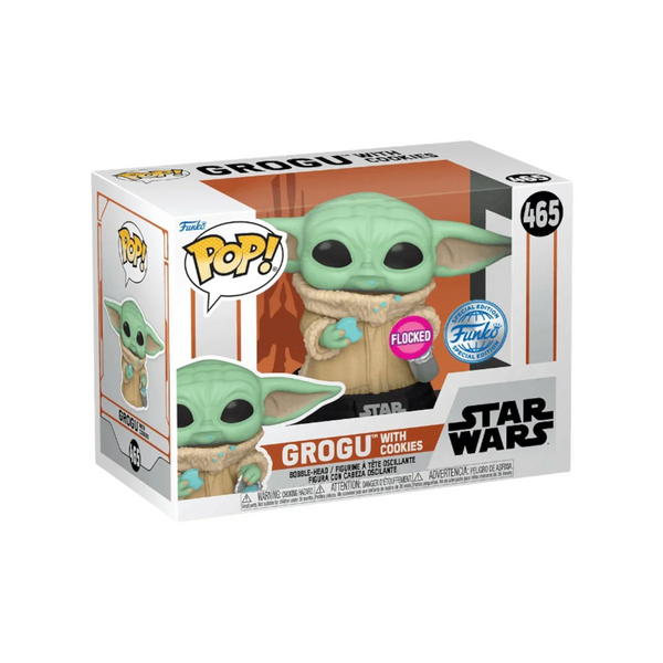 Grogu com Cookies (Flocked) #465 – Funko Pop! Star Wars | Edição Especial com Textura Aveludada
