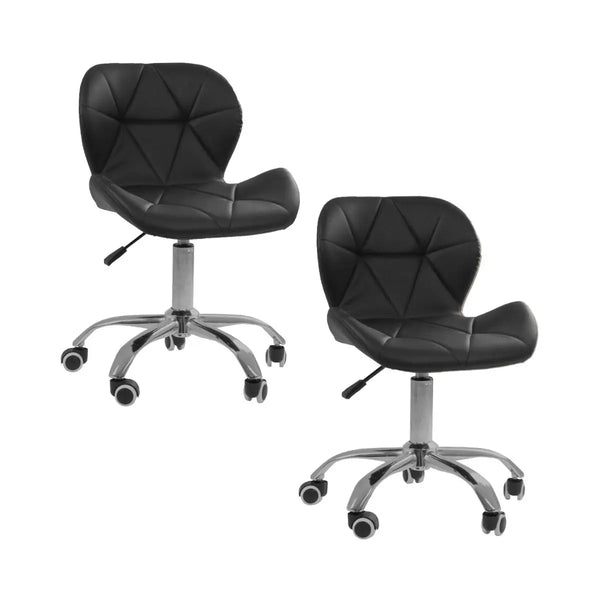 Kit com 2 Cadeiras de Escritório Eiffel Slim com Base Giratória Ajustável