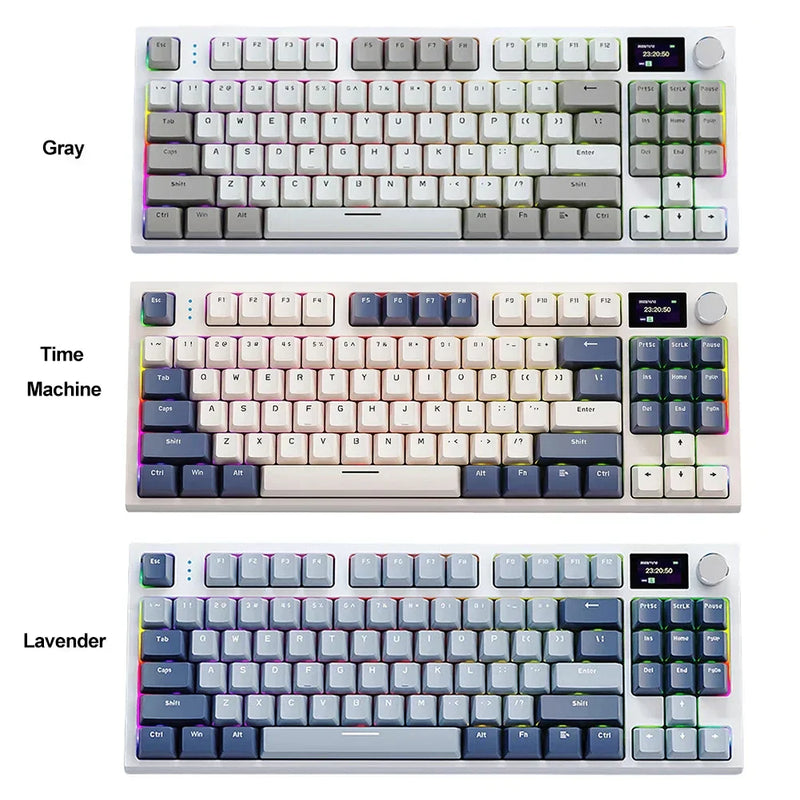 Teclado Gamer K86 com Retroiluminação Colorida, Mecânico, 87 Teclas, Conexão com Fio/ Sem Fio, Hot Swap Silencioso para Computador e Tablet