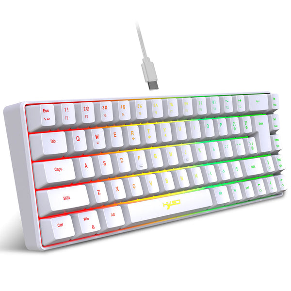 Teclado Gamer 68 Teclas com Fio, Retroiluminação RGB, Teclado Compacto para PC, Laptop e Computador